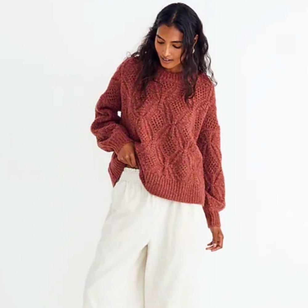 Madewell Rust Cable Knit Sweater